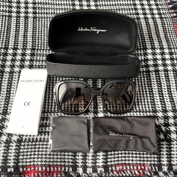 Salvatore Ferragamo 65mm Black Oversized Sunglasses - Picture 1 of 7